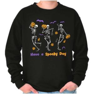 Brisco Brands Halloween Have A Spooky Day Skeletons Sweatshirt for Men or Women(Black)