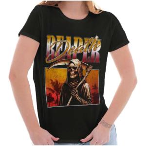 Brisco Brands Halloween Monster Reaper of Death Womens Slim Fit Graphic Tee(Black)