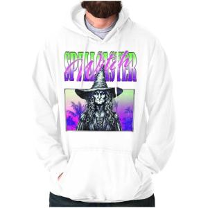 Brisco Brands Halloween Monster Spell Caster Witch Hoodie Sweatshirt Women Men(White)