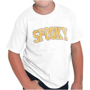 Brisco Brands Halloween Spooky Trick or Treat Crewneck T Shirts Boy Girl(White)