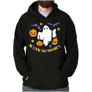 Brisco Brands Halloween Stay Spooky Ghost Pumpkins Hoodie Sweatshirt Women Men(Black)
