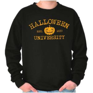 Brisco Brands Halloween University Jack O Lantern Sweatshirt for Men or Women(Black)