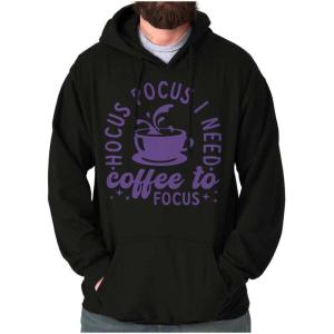 Brisco Brands Hocus Pocus I Need Coffee to Focus Hoodie Sweatshirt Women Men(Black)