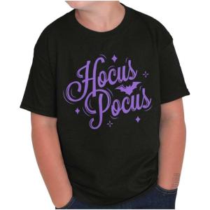 Brisco Brands Spooky Halloween Magic Hocus Pocus Crewneck T Shirts Boy Girl(Black)