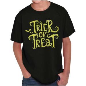 Brisco Brands Spooky Halloween Trick or Treat Crewneck T Shirts Boy Girl(Black)