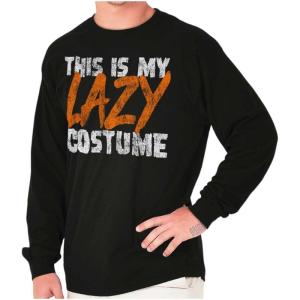 Brisco Brands This is My Lazy Halloween Costume Long Sleeve Tshirt Men Women(Black)