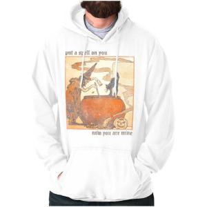 Brisco Brands Vintage Halloween Witches Brew Hoodie Sweatshirt Women Men(White)