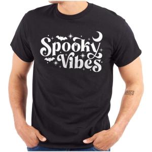 Cute Halloween Witchy Spooky Vibes Graphic T Shirt Men or Women(Black)