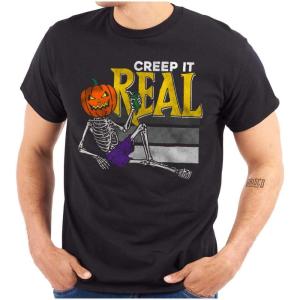 Funny Halloween Creep It Real Joke Graphic T Shirt Men or Women(Black)