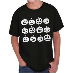 Funny Halloween Jack O Lanterns Crewneck T Shirts Boy Girl(Black)