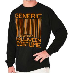Generic Halloween Costume Barcode Long Sleeve Tshirt Men Women(Black)