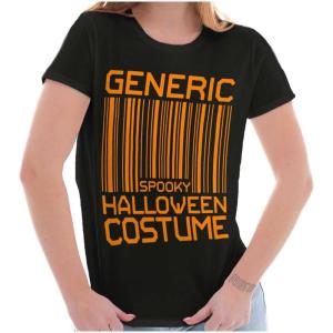 Generic Halloween Costume Barcode Womens Slim Fit Graphic Tee(Black)