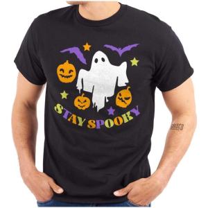 Halloween Stay Spooky Ghost Pumpkins Graphic T Shirt Men or Women(Black)