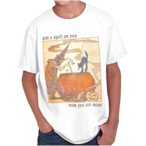 Vintage Halloween Witches Brew Crewneck T Shirts Boy Girl(White)