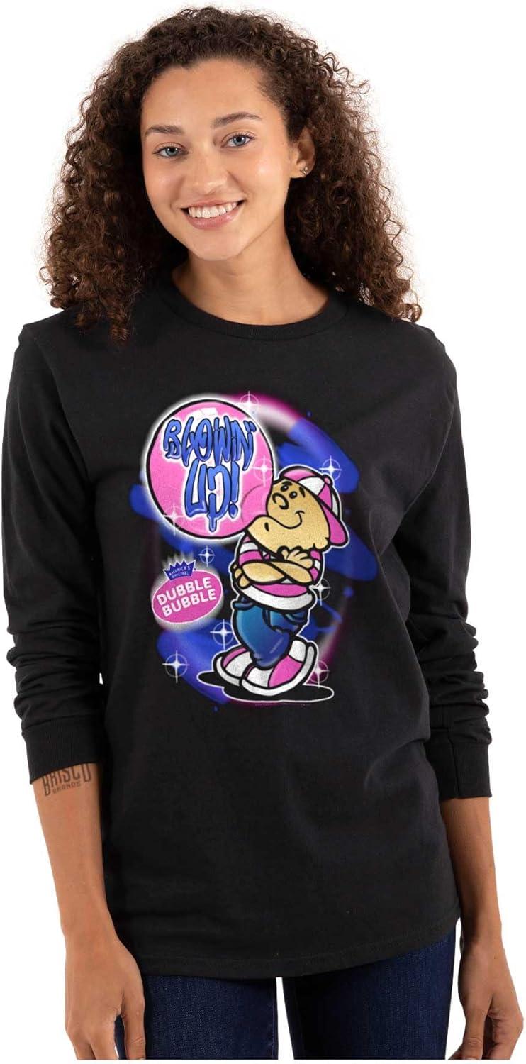 imageAirbrushed Dubble Bubble Blowing Up Long Sleeve Tshirt Men WomenBlack