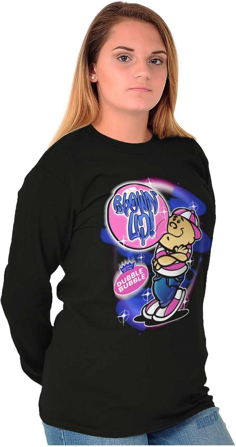 imageAirbrushed Dubble Bubble Blowing Up Long Sleeve Tshirt Men WomenBlack