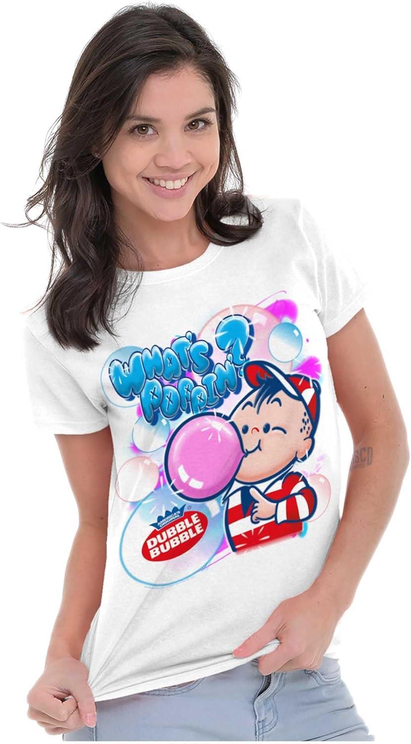 imageAirbrushed Dubble Bubble Whats Poppin Womens Slim Fit Graphic TeeWhite