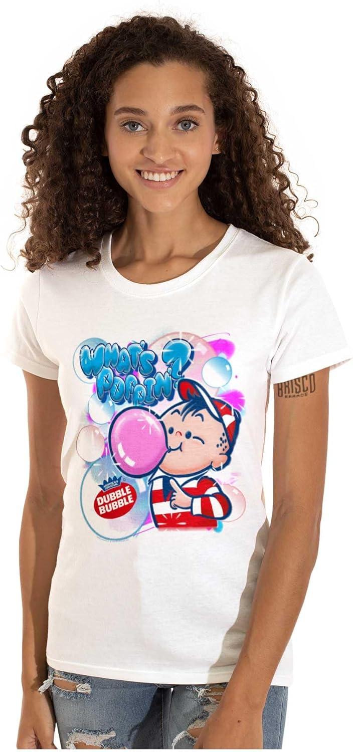 imageAirbrushed Dubble Bubble Whats Poppin Womens Slim Fit Graphic TeeWhite