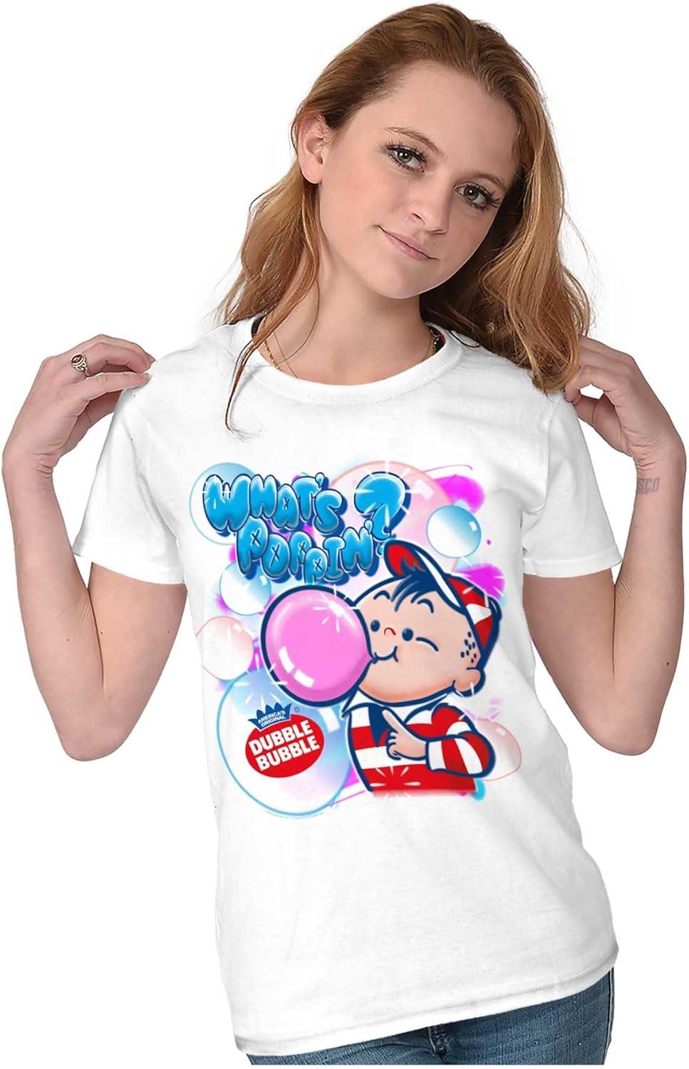 imageAirbrushed Dubble Bubble Whats Poppin Womens Slim Fit Graphic TeeWhite