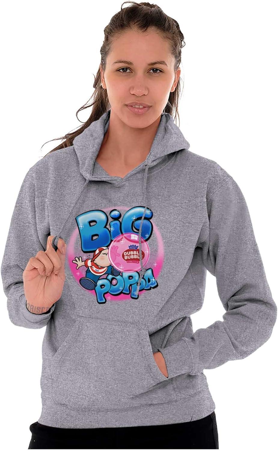 imageBrisco Brands Airbrushed Dubble Bubble Big Poppa Hoodie Sweatshirt Women MenSport Grey