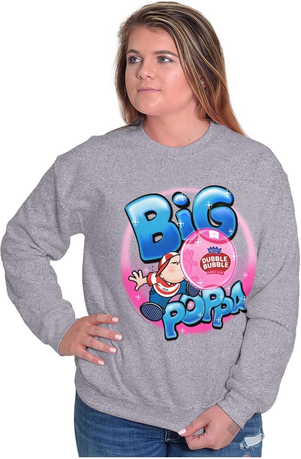 imageBrisco Brands Airbrushed Dubble Bubble Big Poppa Sweatshirt for Men or WomenSport Grey