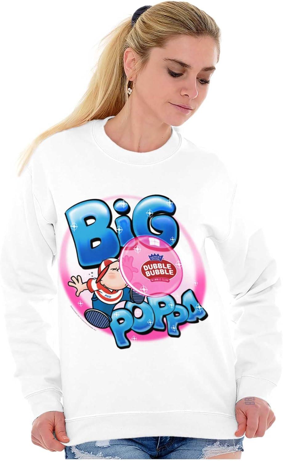 imageBrisco Brands Airbrushed Dubble Bubble Big Poppa Sweatshirt for Men or WomenWhite