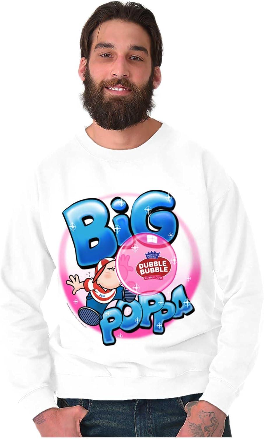 imageBrisco Brands Airbrushed Dubble Bubble Big Poppa Sweatshirt for Men or WomenWhite
