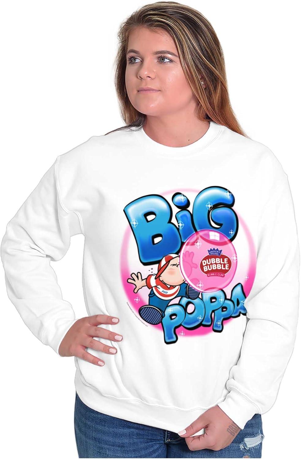 imageBrisco Brands Airbrushed Dubble Bubble Big Poppa Sweatshirt for Men or WomenWhite