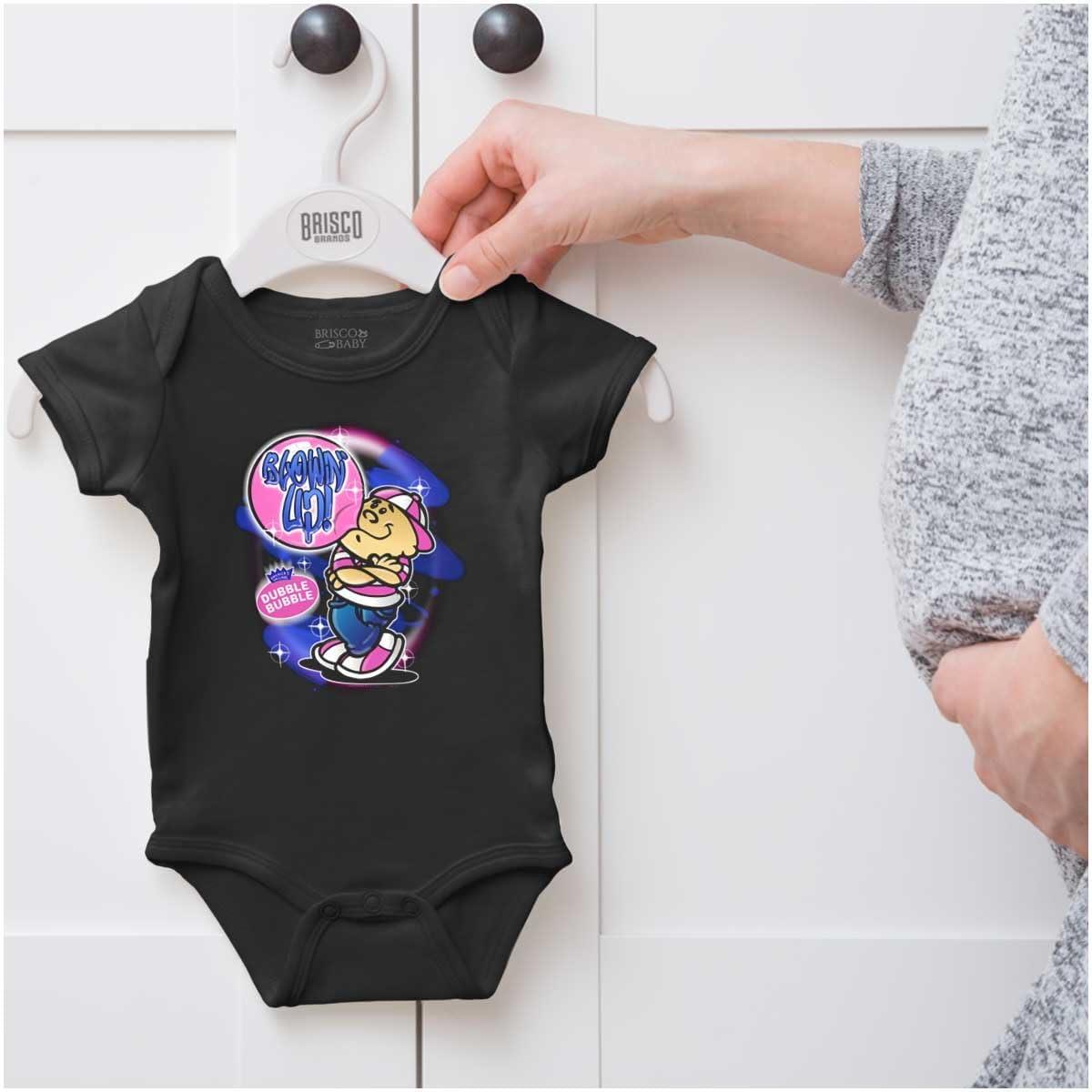 imageBrisco Brands Airbrushed Dubble Bubble Blowing Up Baby Romper Boys or GirlsBlack