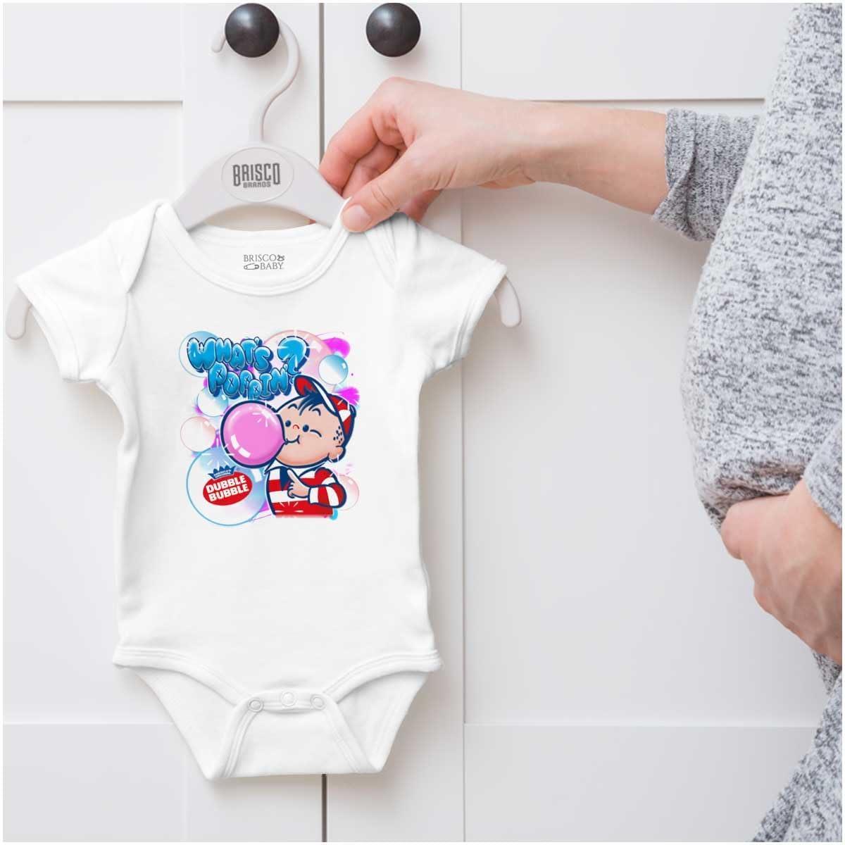imageBrisco Brands Airbrushed Dubble Bubble Whats Poppin Baby Romper Boys or GirlsWhite