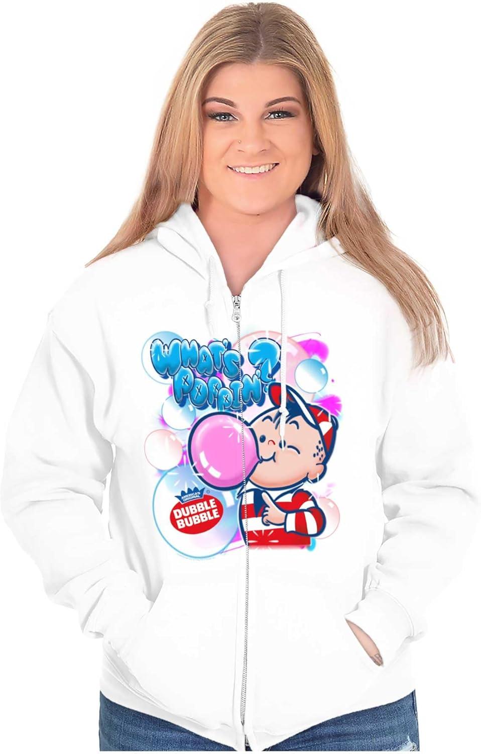 imageBrisco Brands Airbrushed Dubble Bubble Whats Poppin Zip Up Hoodie Mens WomensWhite