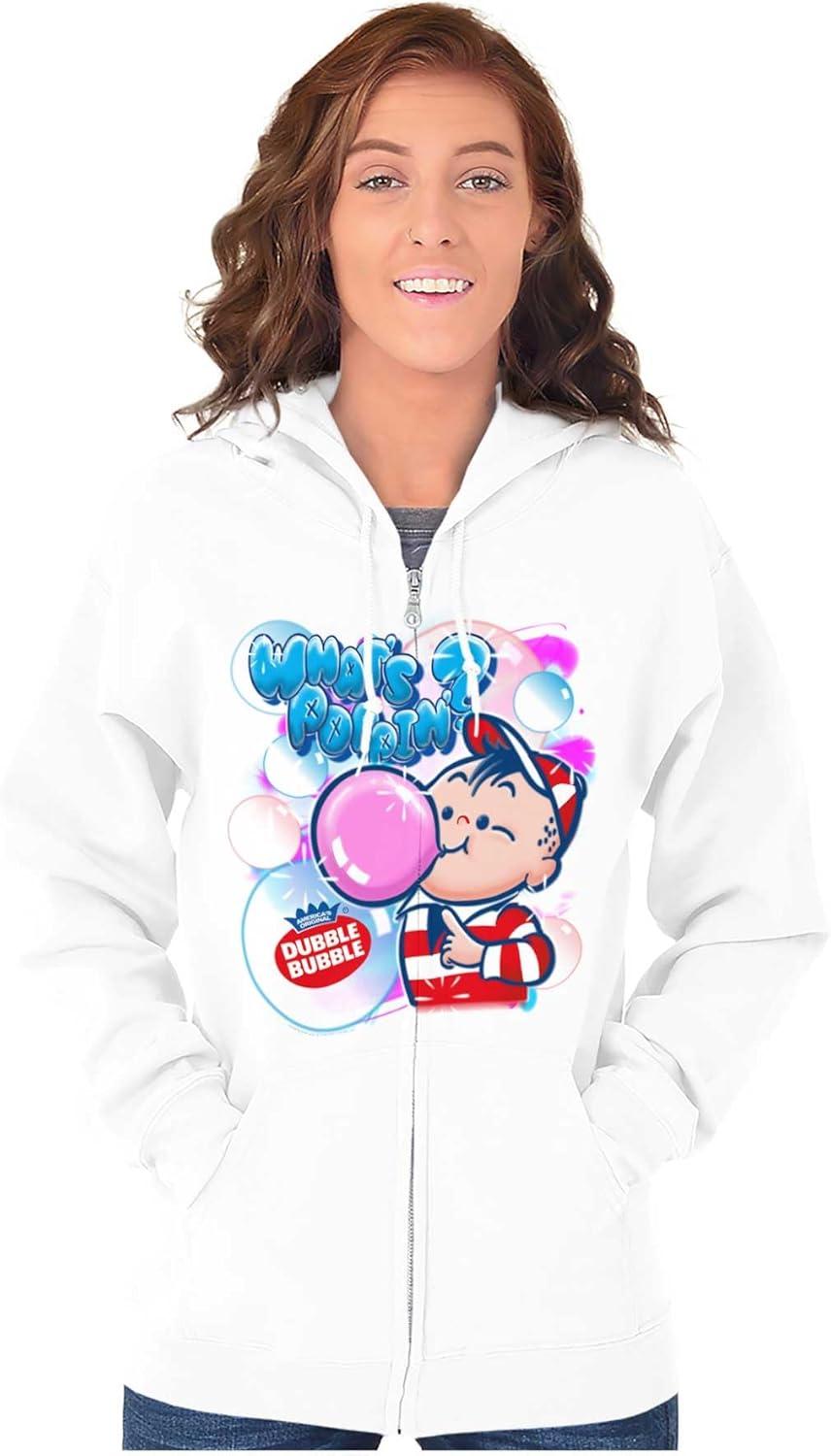 imageBrisco Brands Airbrushed Dubble Bubble Whats Poppin Zip Up Hoodie Mens WomensWhite
