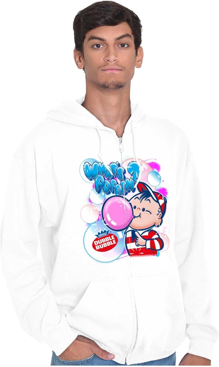 imageBrisco Brands Airbrushed Dubble Bubble Whats Poppin Zip Up Hoodie Mens WomensWhite