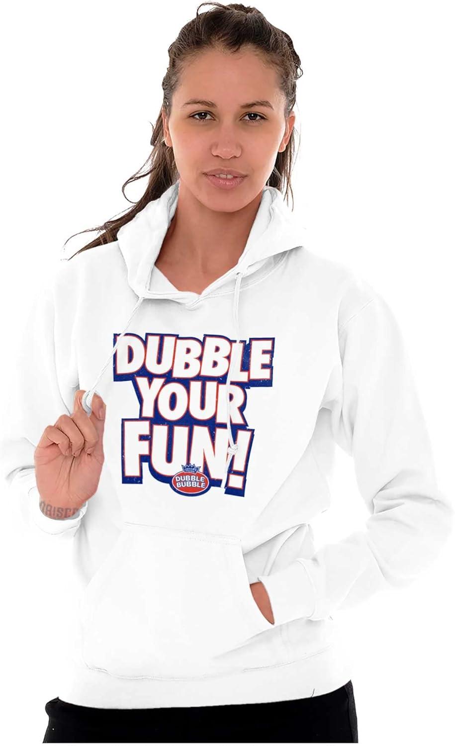 imageBrisco Brands Dubble Bubble Double Your Fun Logo Hoodie Sweatshirt Women MenWhite