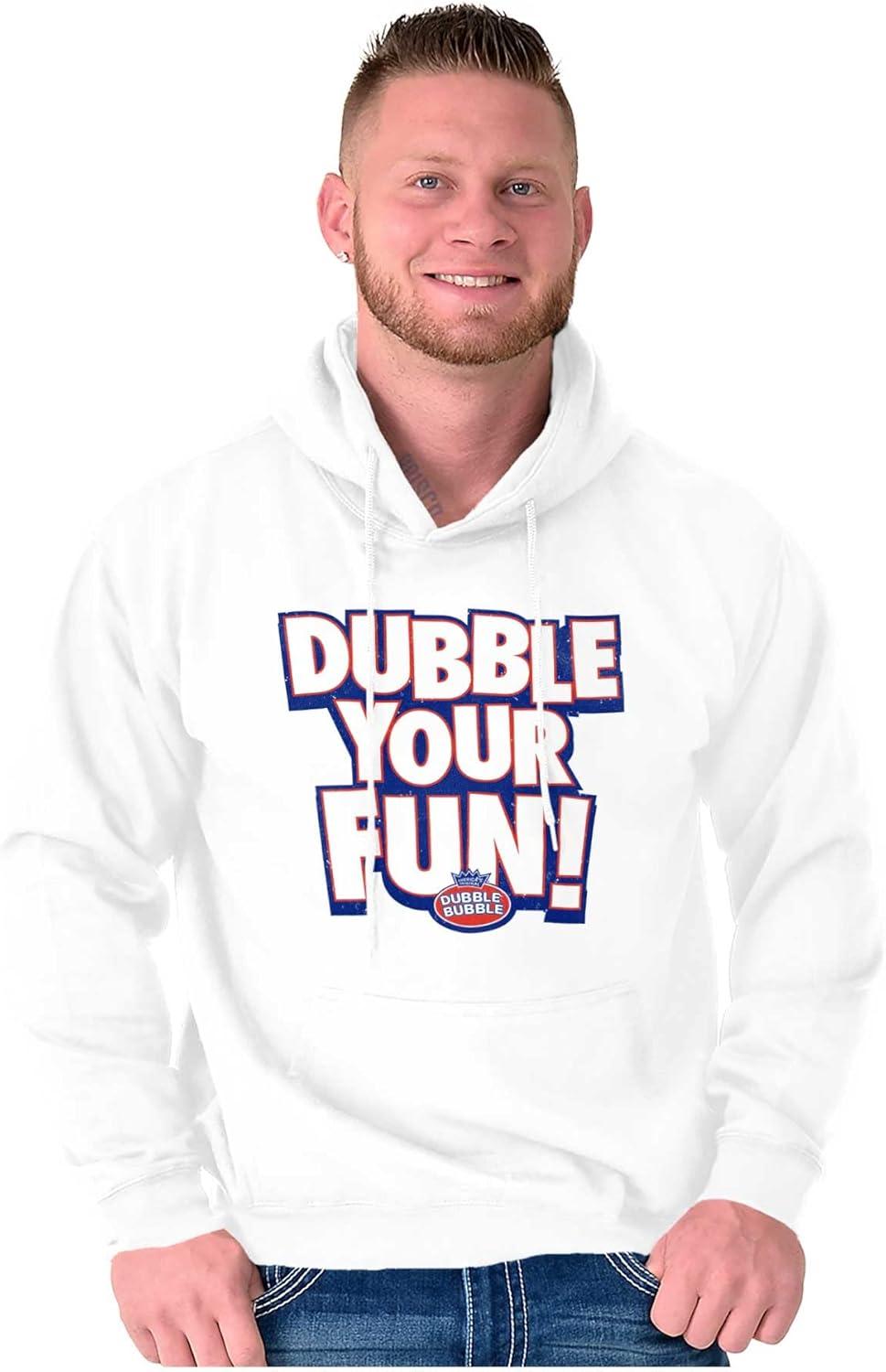 imageBrisco Brands Dubble Bubble Double Your Fun Logo Hoodie Sweatshirt Women MenWhite