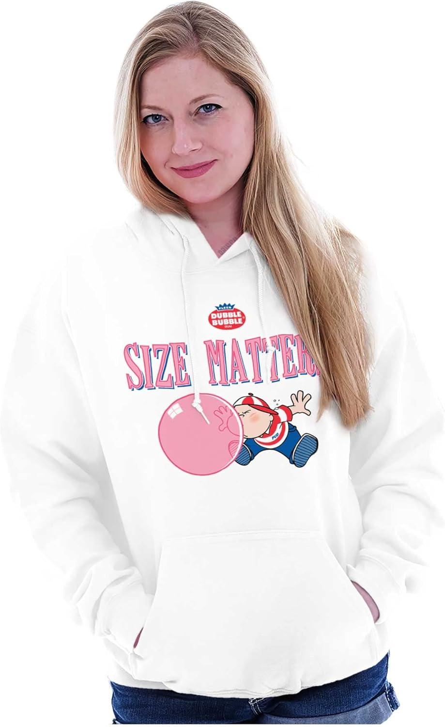 imageBrisco Brands Dubble Bubble Size Matters Joke Hoodie Sweatshirt Women MenWhite