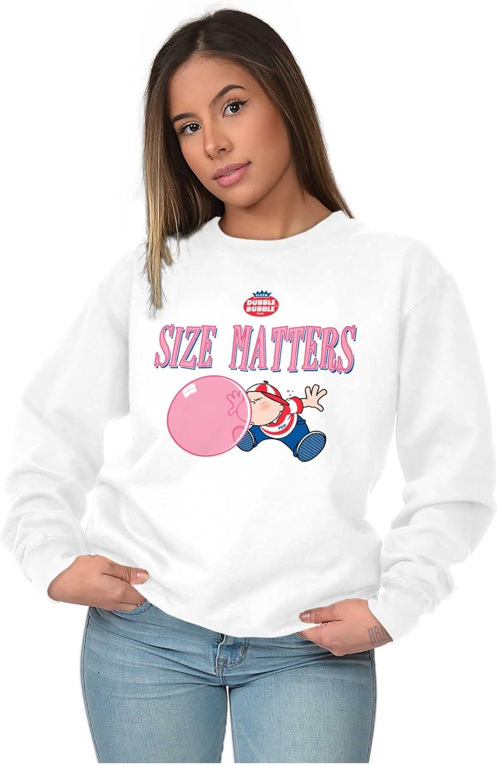 imageBrisco Brands Dubble Bubble Size Matters Joke Sweatshirt for Men or WomenWhite
