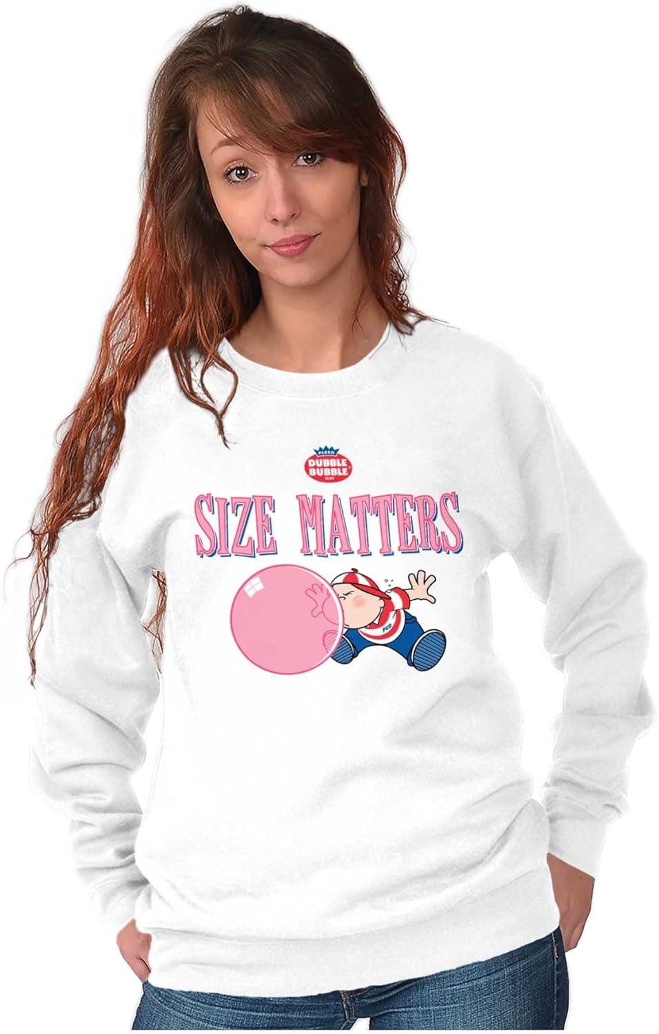 imageBrisco Brands Dubble Bubble Size Matters Joke Sweatshirt for Men or WomenWhite