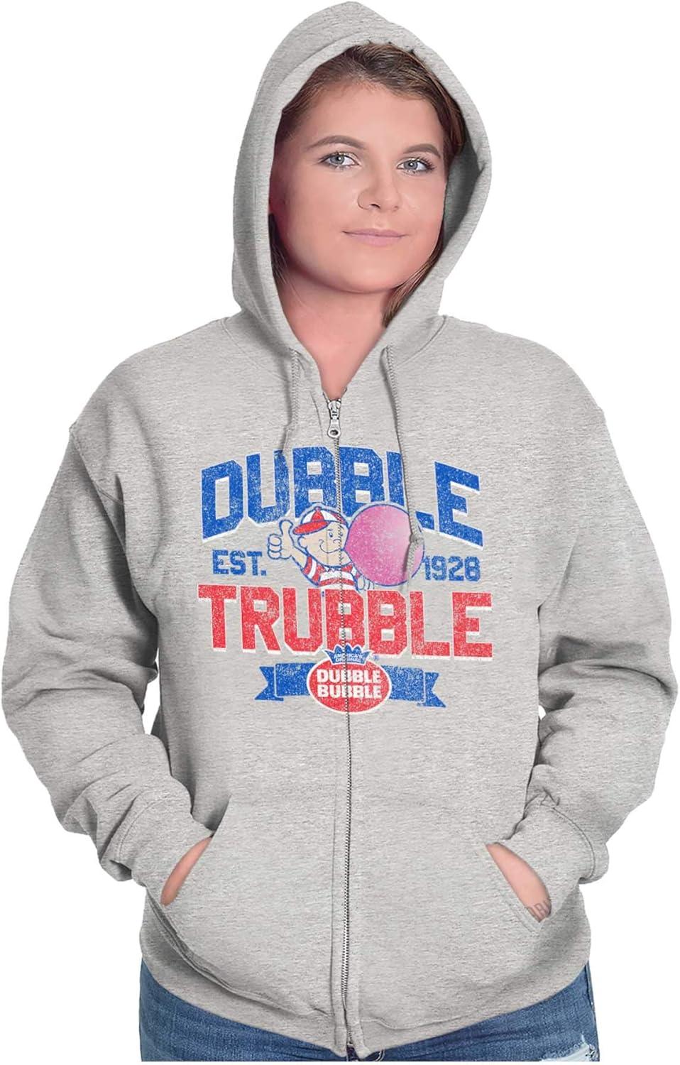 imageBrisco Brands Original Dubble Trouble Bubble Gum Zip Up Hoodie Mens WomensSport Grey