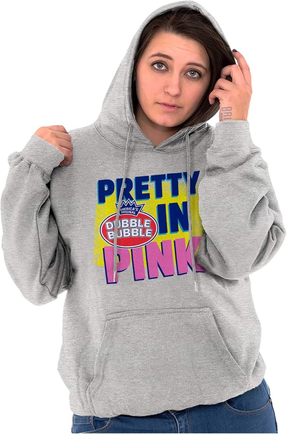 imageBrisco Brands Pretty In Pink Dubble Bubble Logo Hoodie Sweatshirt WomenSport Grey