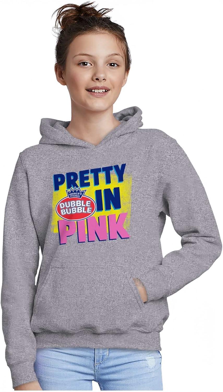 imageBrisco Brands Pretty In Pink Dubble Bubble Logo Kids Hoodie Sweatshirt GirlsSport Grey