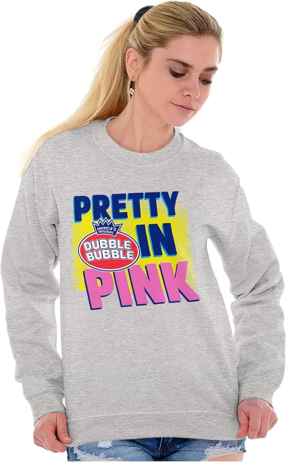 imageBrisco Brands Pretty In Pink Dubble Bubble Logo Women Crewneck SweatshirtSport Grey