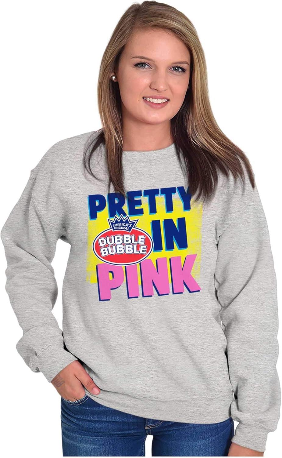 imageBrisco Brands Pretty In Pink Dubble Bubble Logo Women Crewneck SweatshirtSport Grey