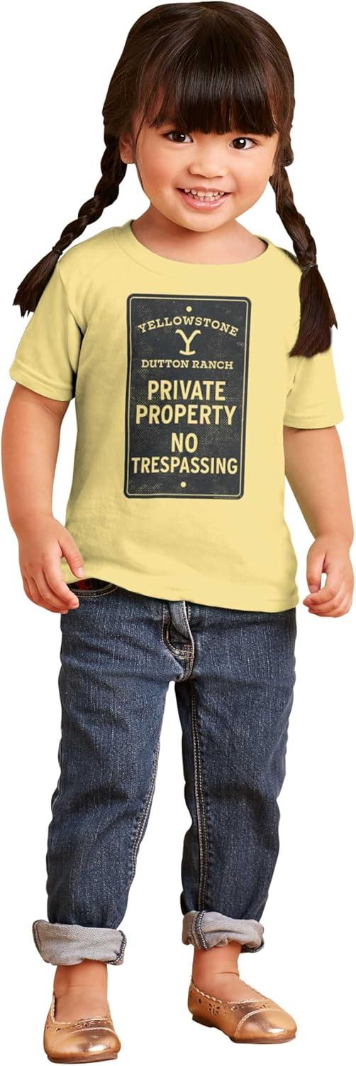 imageBrisco Brands Yellowstone Private Property Sign Toddler Boy Girl T ShirtButter