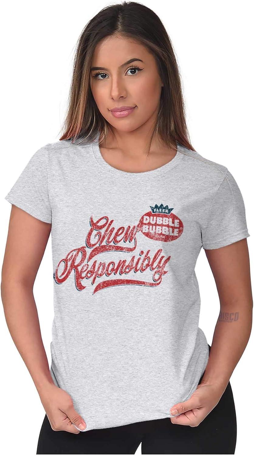 imageDubble Bubble Chew Responsibly Womens Slim Fit Graphic TeeAsh Grey
