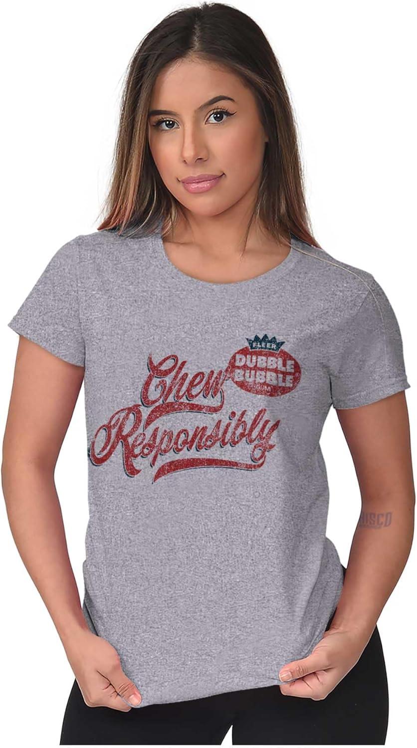 imageDubble Bubble Chew Responsibly Womens Slim Fit Graphic TeeAsh Grey