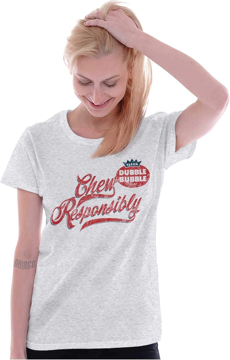 imageDubble Bubble Chew Responsibly Womens Slim Fit Graphic TeeAsh Grey