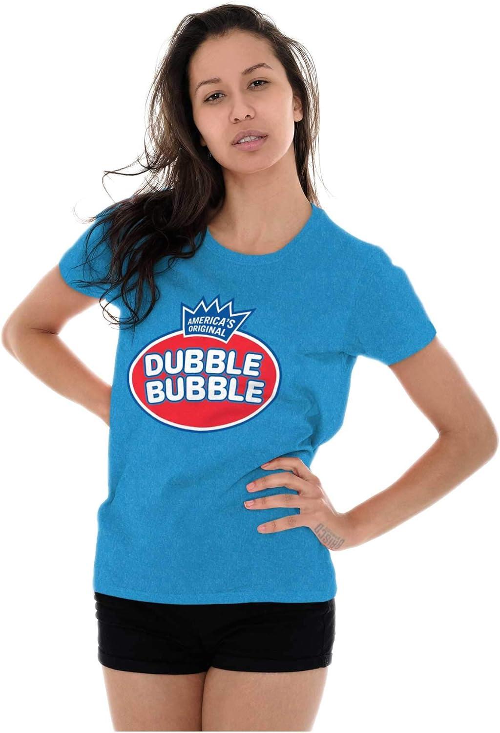 imageDubble Bubble Original Candy Logo Womens Slim Fit Graphic TeeHeather Sapphire