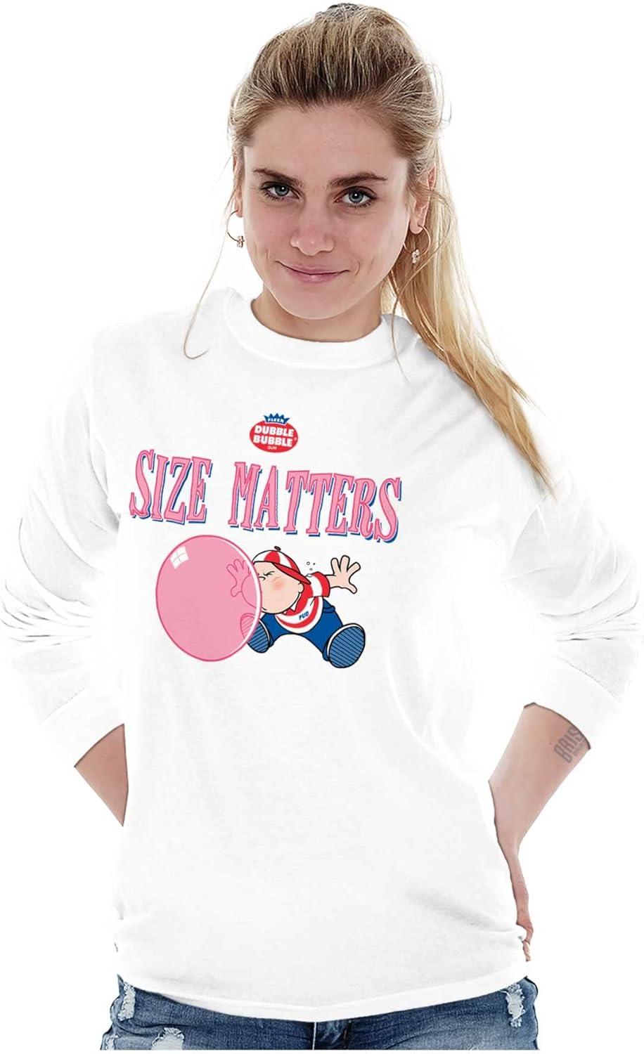 imageDubble Bubble Size Matters Joke Long Sleeve Tshirt Men WomenWhite