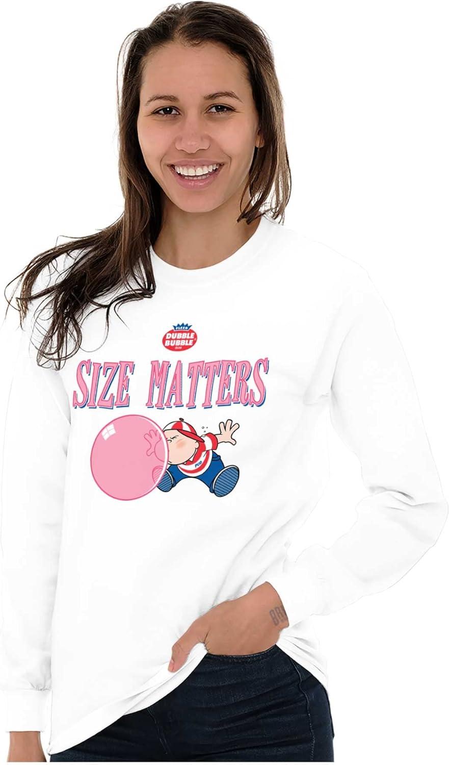 imageDubble Bubble Size Matters Joke Long Sleeve Tshirt Men WomenWhite